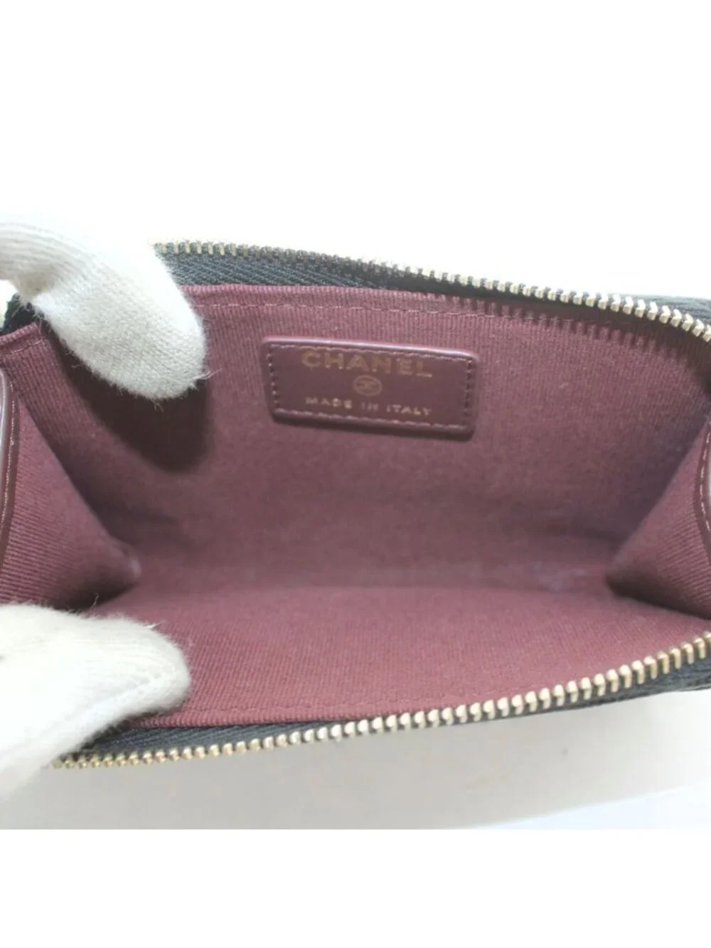 Chanel Classic Zip Card Case CC Logo Shiny Grained Calfskin Cavius Quilted - Picture 5 of 8
